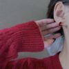 Elegant Red Heart Stud Earrings