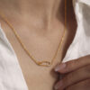 Gold Safety Pin Necklace