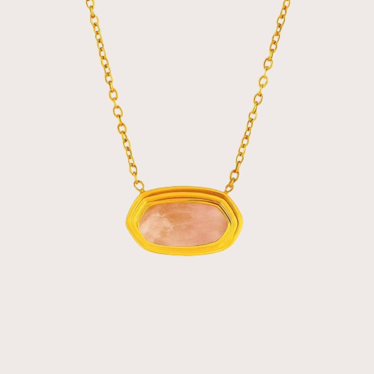 Oval Pendant Necklace with Black Onyx Inlay